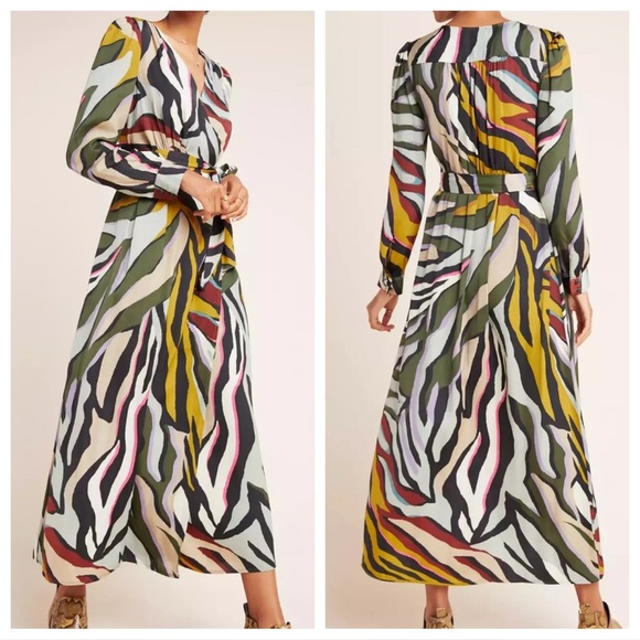 Anthropologie Corey Lynn Calter Zebra Print Wrap Dress Multi Color Size XS NWT - Picture 1 of 16